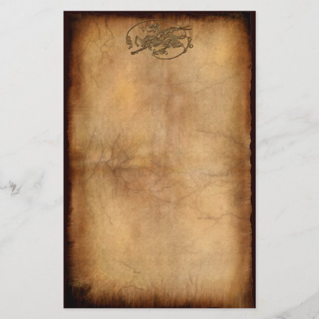 Medieval Old World Dragon on Parchment effect Brevpapper (Framsida)