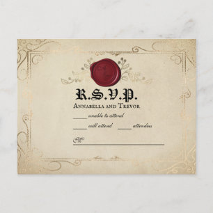 Medieval Parchment Vax Seal Fairytale Bröllop OSA Vykort