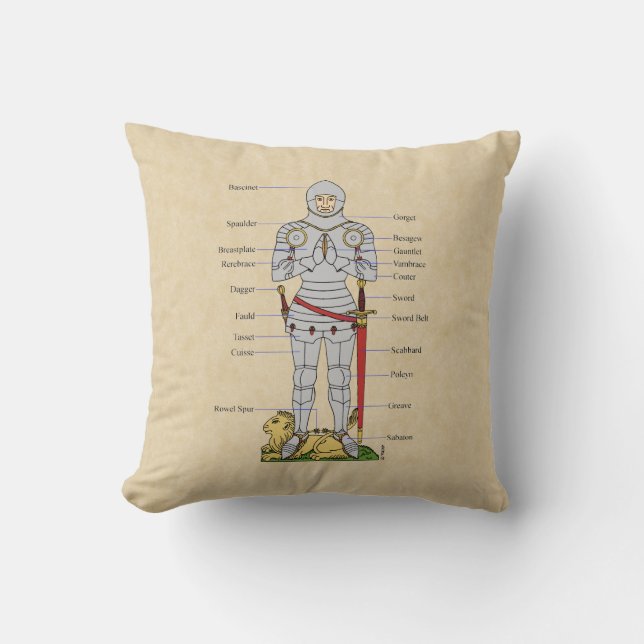 Medieval Plate Armor Circa 1430 Kudde (Framsida)