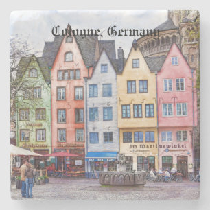 Medieval Plaza Cologne Tysklandare Stone Underläg Stenunderlägg