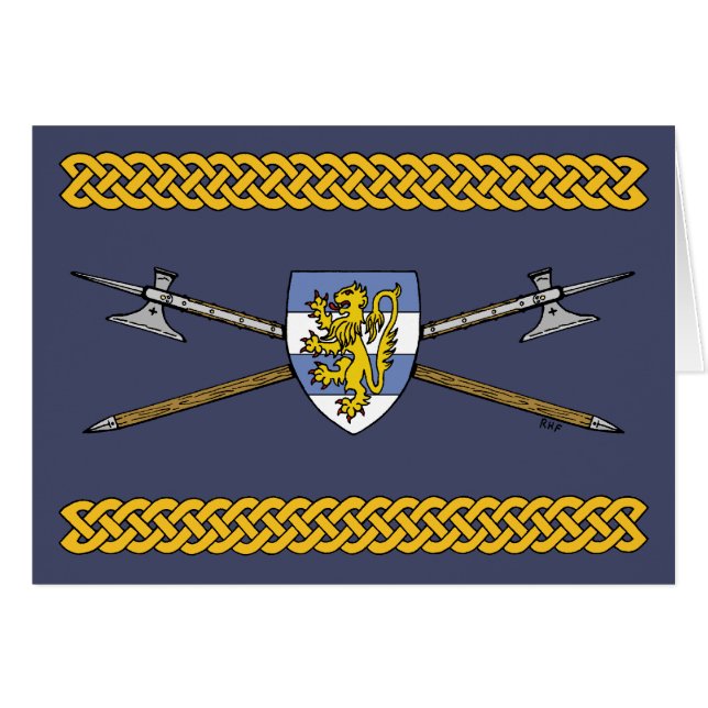 Medieval Poleaxes och Shield Hälsningskort (Framsidan Horizontal)