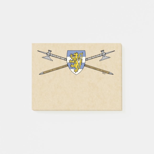 Medieval Poleaxes och Shield Post-it Block (Framsida)