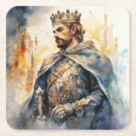 Medieval Prince Underlägg Papper Kvadrat<br><div class="desc">A Watercolour portrait of a Medieval prince</div>