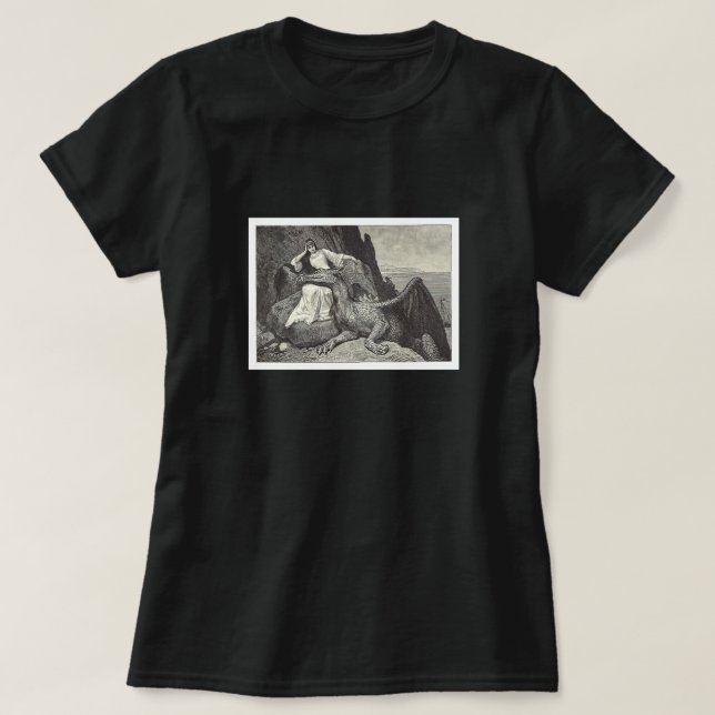 Medieval Princess och Hennes Dragon Tee Shirt (Design framsida)