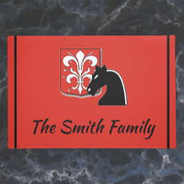 Medieval Red and Black Knight och Shield