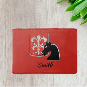 Medieval Red and Black Knight och Shield Badrumsmatta