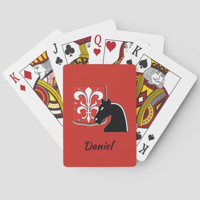 Medieval Red and Black Knight och Shield Casinokort (Baksidan)