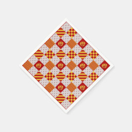 Medieval Red Gult Vair Ermine Heraldic Mönster N Pappersservett