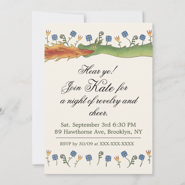 Medieval Ren Faire  dragon Invitation Inbjudningar (Framsida)