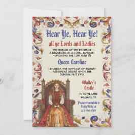 Medieval Renaissance drottning Birthday-inbjudan Inbjudningar