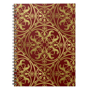 Medieval Renaissance Herald Lejon Leopard Metallic Anteckningsbok