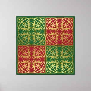 Medieval Renaissance Herald Lejon Leopard Metallic Canvastryck