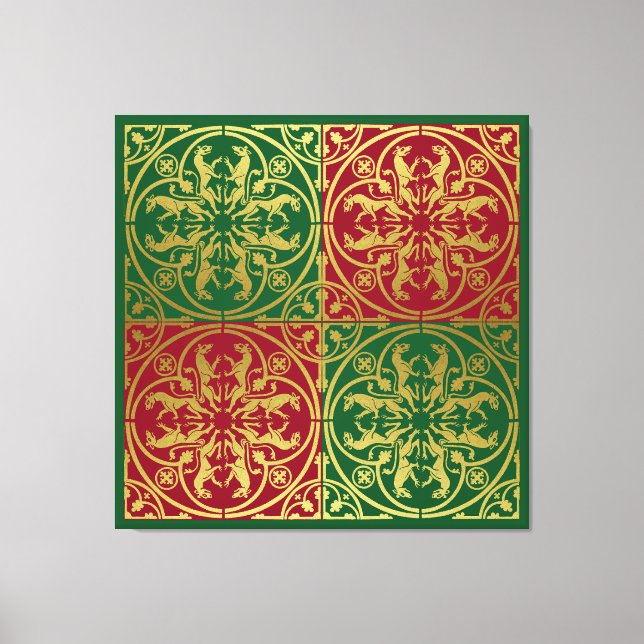 Medieval Renaissance Herald Lejon Leopard Metallic Canvastryck (Framsida)