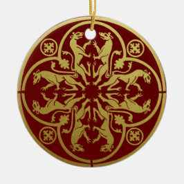 Medieval Renaissance Herald Lejon Leopard Metallic Julgransprydnad Keramik