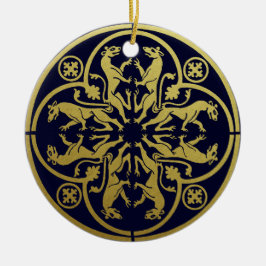 Medieval Renaissance Herald Lejon Leopard Metallic Julgransprydnad Keramik