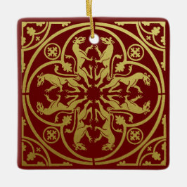 Medieval Renaissance Herald Lejon Leopard Metallic Julgransprydnad Keramik