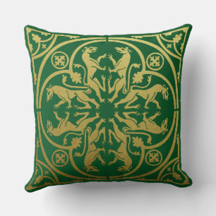 Medieval Renaissance Herald Lejon Leopard Metallic Kudde