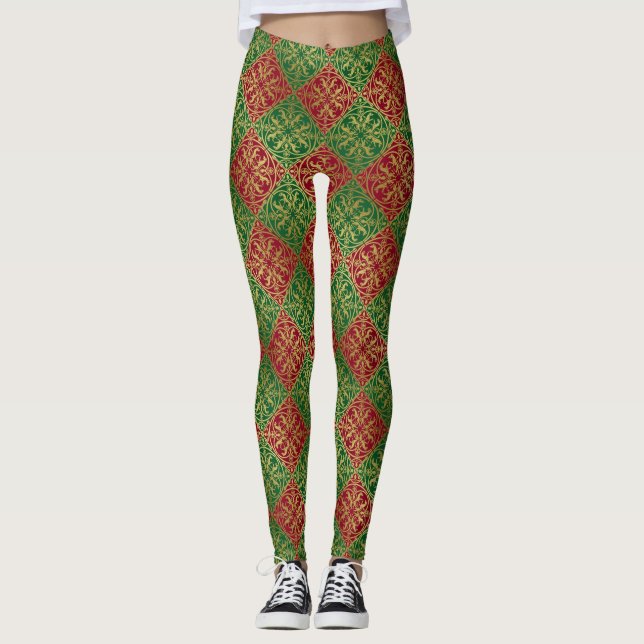 Medieval Renaissance Herald Lejon Leopard Metallic Leggings (Framsida)