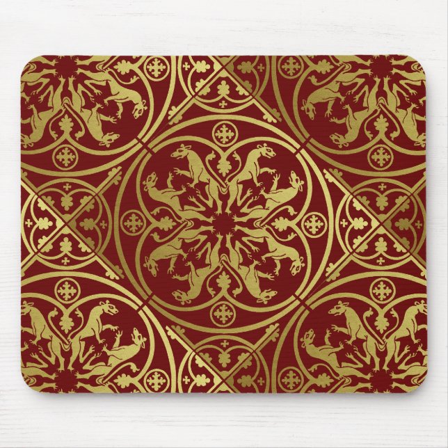 Medieval Renaissance Herald Lejon Leopard Metallic Musmatta (Framsidan)