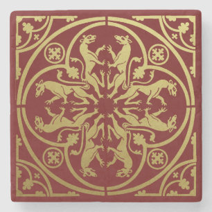 Medieval Renaissance Herald Lejon Leopard Metallic Stenunderlägg