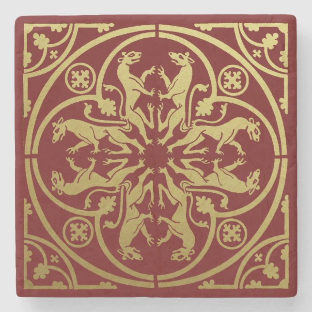 Medieval Renaissance Herald Lejon Leopard Metallic Stenunderlägg (Framsidan)