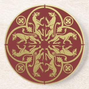 Medieval Renaissance Herald Lejon Leopard Metallic Underlägg