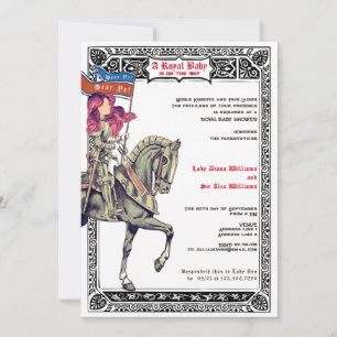 Medieval Renaissance Knight Renfaire Baby Shower Inbjudningar