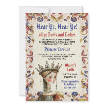Medieval Renaissance Princess Birthday bjudande