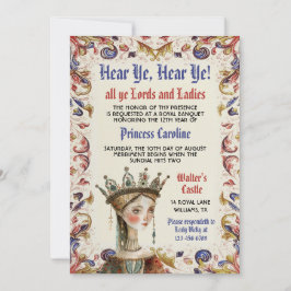 Medieval Renaissance Princess Birthday bjudande Inbjudningar