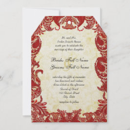 Medieval Renaissance Red Vintage Paisley Bröllop Inbjudningar