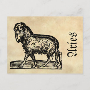 Medieval Renaissance Zodiac Symbol Aries Vykort