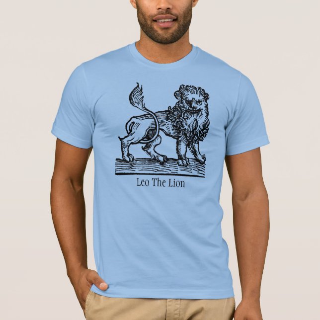 Medieval Renaissance Zodiac Symbol Leo The Lion T Shirt (Framsida)