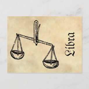 Medieval Renaissance Zodiac Symbol Libra Vykort