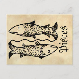 Medieval Renaissance Zodiac Symbol Pisces Vykort