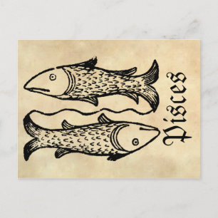Medieval Renaissance Zodiac Symbol Pisces Vykort