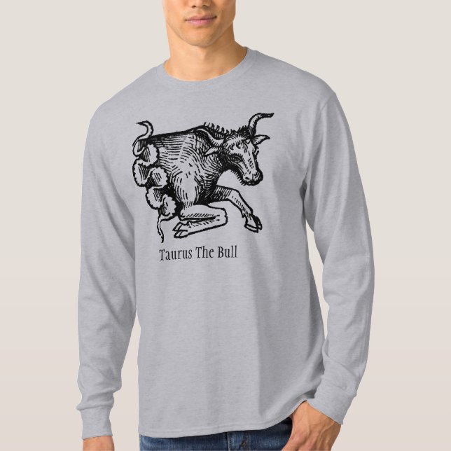 Medieval Renaissance Zodiac Symbol Taurus Bull T Shirt (Framsida)