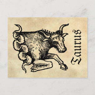 Medieval Renaissance Zodiac Symbol Taurus Vykort