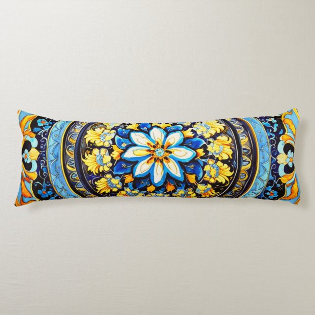 Medieval Roman Italiana Majolica Blommigt Kroppskudde (Framsidan)