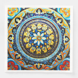 Medieval Roman Italiana Majolica Blommigt Pappersservett