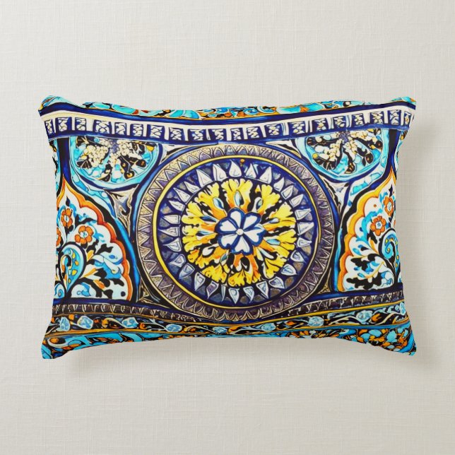 Medieval Roman Italiana Majolica Blommigt Prydnadskudde (Framsidan)