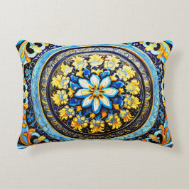 Medieval Roman Italiana Majolica Blommigt Prydnadskudde