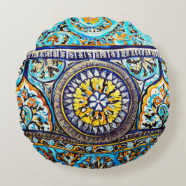 Medieval Roman Italiana Majolica Blommigt Rund Kudde