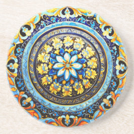 Medieval Roman Italiana Majolica Blommigt Underlägg