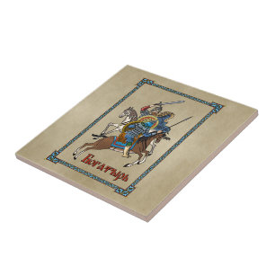 Medieval Russian Bogatyr Kakelplatta