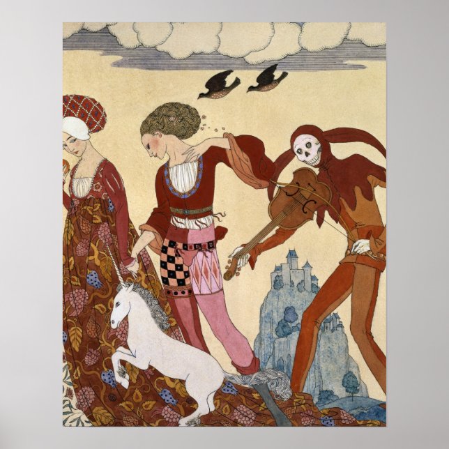 Medieval Scene av Georges Barbier Poster (Framsidan)