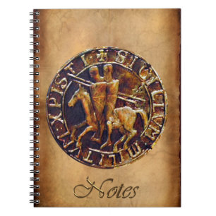 Medieval Seal of the Knight Templar Anteckningsbok Med Spiral