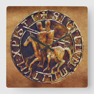 Medieval Seal of the Knight Templar Fyrkantig Klocka