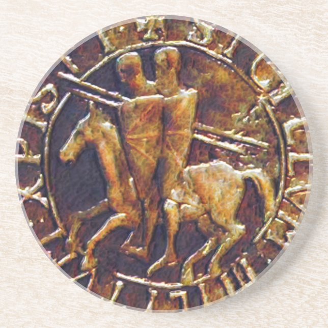 Medieval Seal of the Knight Templar Underlägg Sandsten (Framsidan)