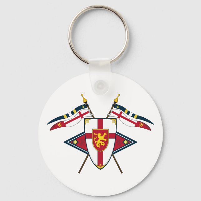 Medieval Shield och Flaggor Keychain Nyckelring (Framsida)