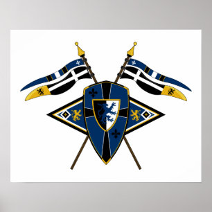 Medieval Shield och Flaggor Poster